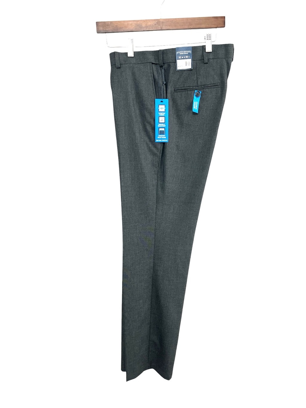 Saddlebred Motion Stretch Dress Pants Charcoal Wrinkle Resistant, Gray, 32x32